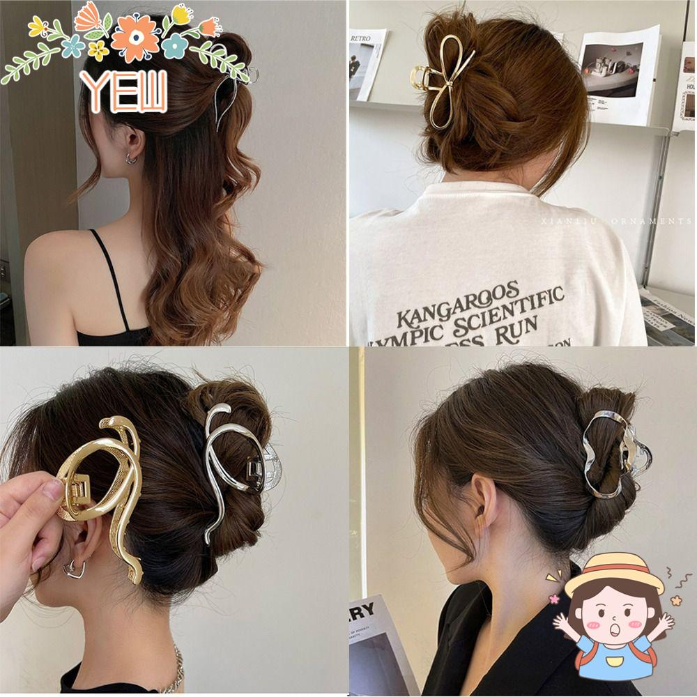 Kẹp Tóc Hình Nơ Lớn Bằng Kim Loại Màu Vàng / Bạc