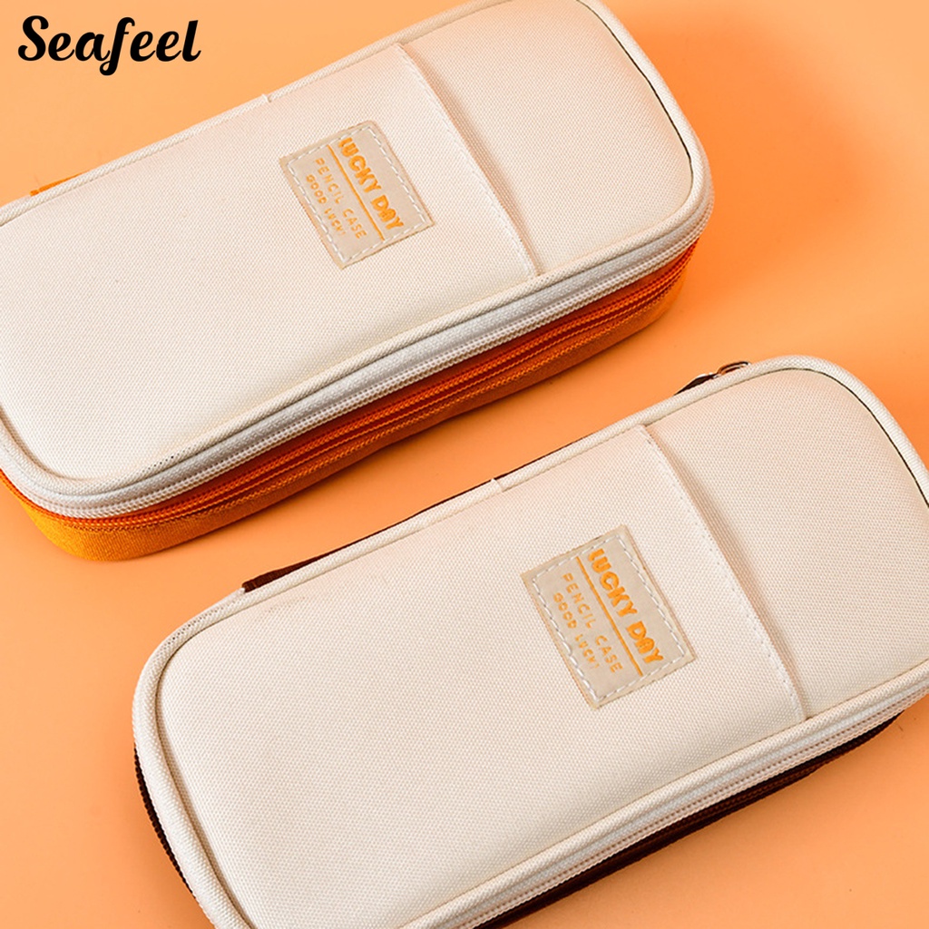 Túi Đựng Bút Bằng Vải Canvas Có Khóa Kéo Sức Chứa Lớn Màu Sắc