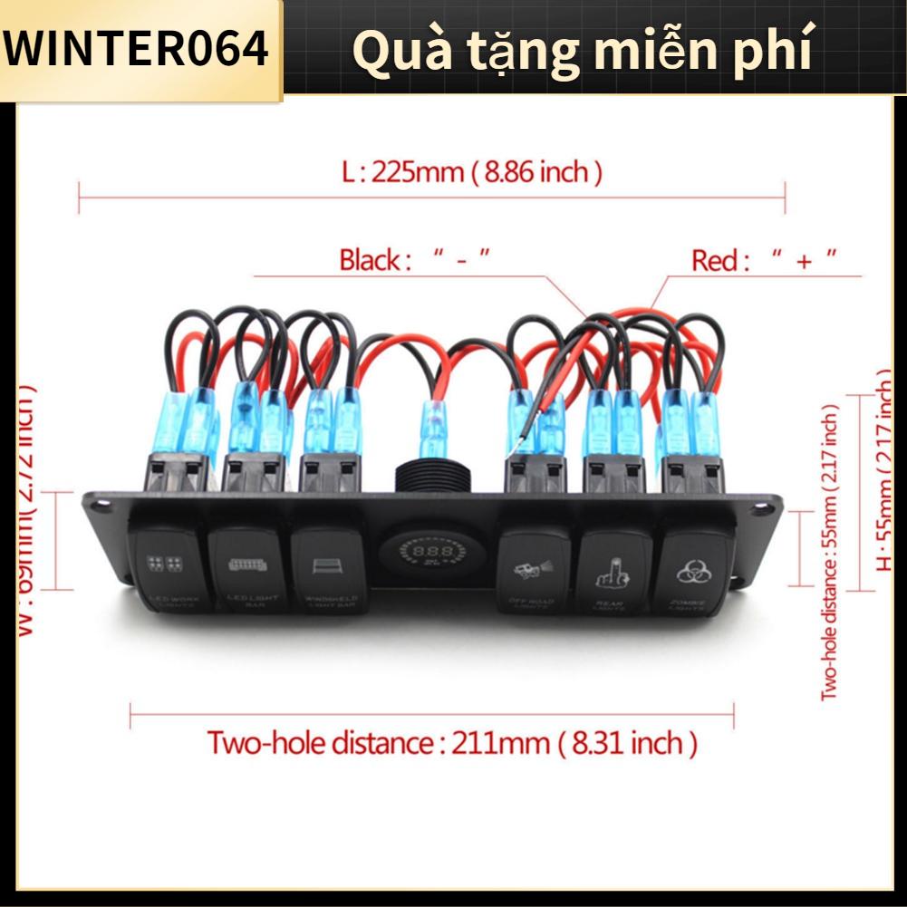 Winter064 6 Gang Toggle Rocker Switch Panel Vôn kế LED đầy màu sắc cho RV Car Marine Boat