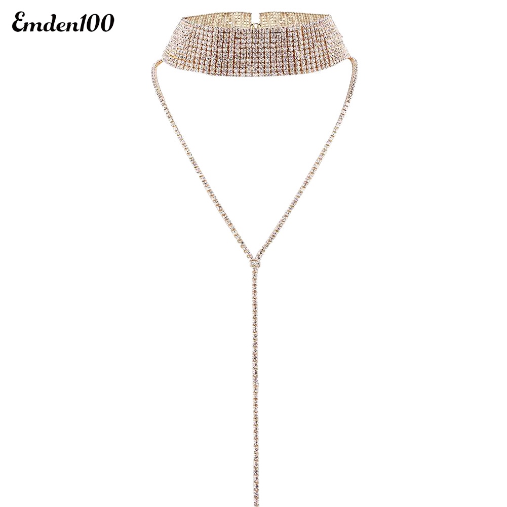 Vòng cổ Đa LớP PhốI Tua Rua ĐíNh Kim Cương Giả ThờI Trang Cho Nữ