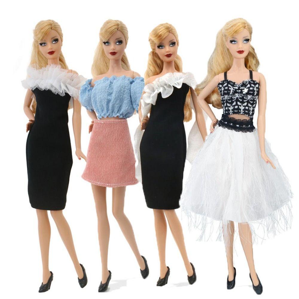 Đầm Ngắn 30cm Màu Cầu Vồng Thời Trang Cho Búp Bê Barbie