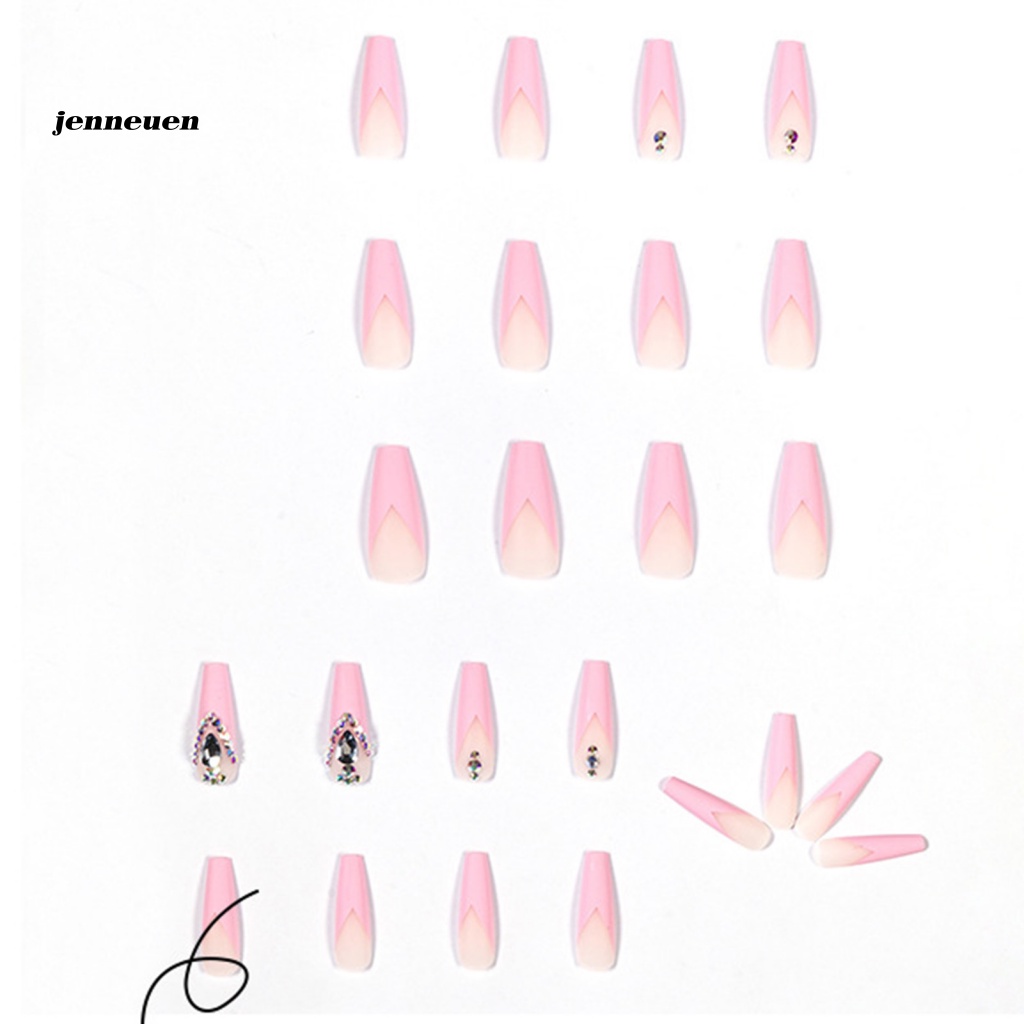 Set 24 Móng Tay Giả Acrylic 3D Dạng Nhấn Dành Cho Nữ