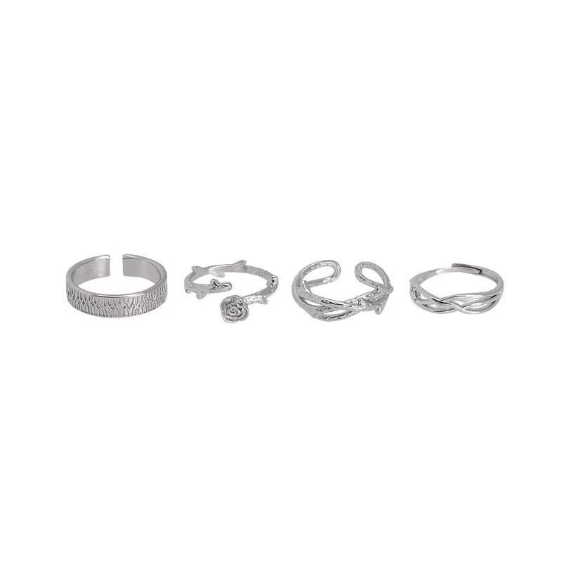 Set 4 Nhẫn Hở Hình Hoa Hồng Thời Trang