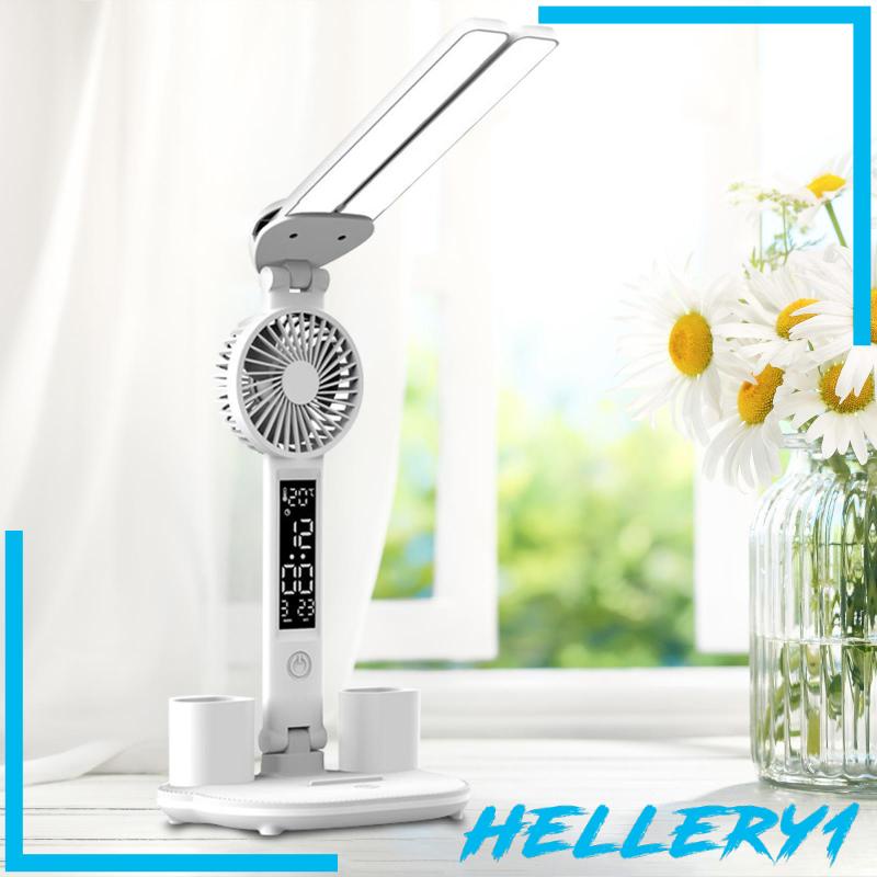Đèn LED Để Bàn 3 Mức Độ Sáng Có Thể Gập Lại Kèm Quạt Tiện Dụng Trang Trí Nhà Cửa / Văn Phòng