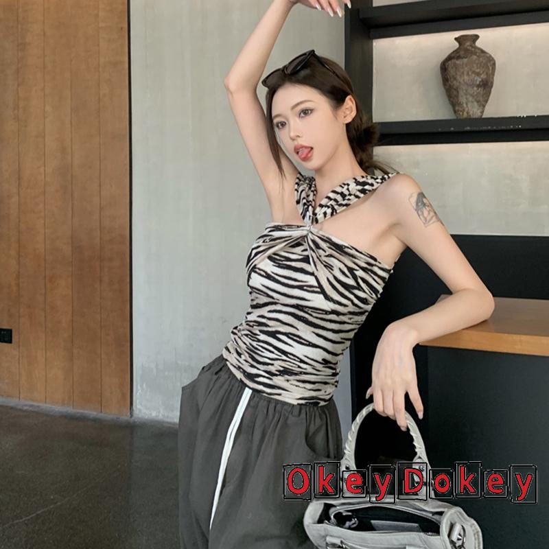 Áo Tank Top Hai Dây Mùa Hè In Họa Tiết Ngựa Vằn Cho Nữ
