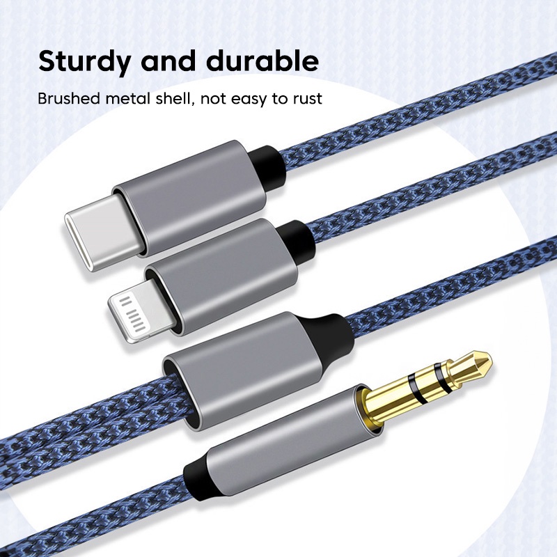 Dây Cáp Âm Thanh 2 Trong 1 3.5mm Type C Aux Cho Điện Thoại