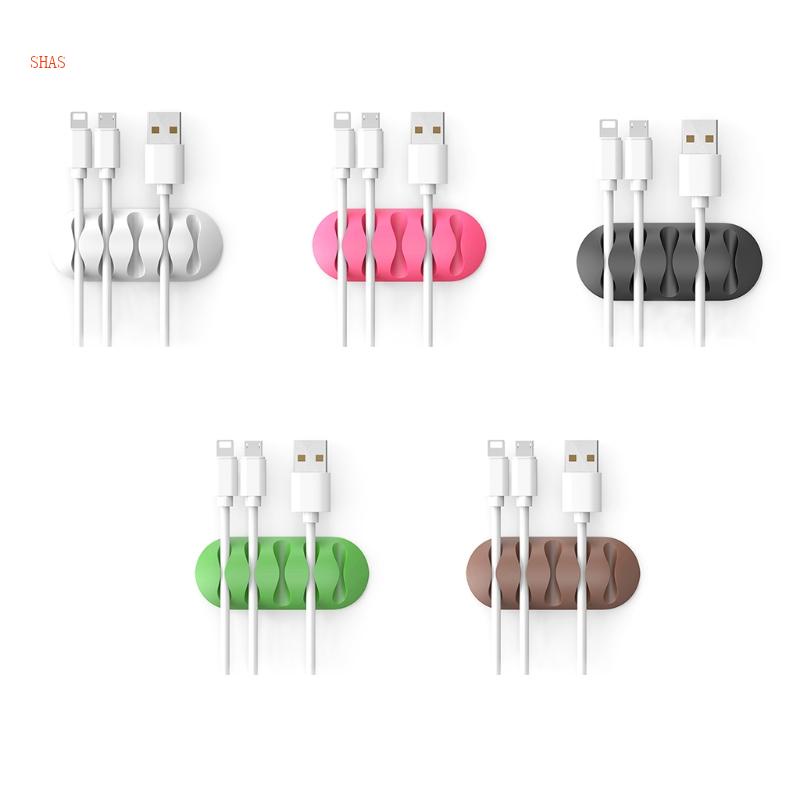 Kẹp Silicone Cố Định Dây Cáp Tai Nghe 5 Lỗ Tự Dính