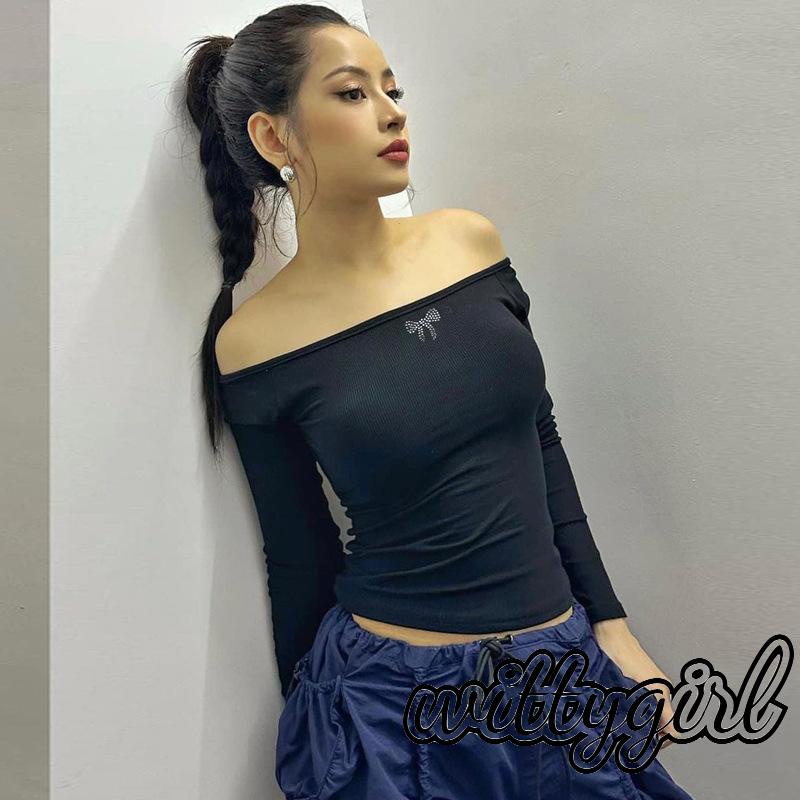 Áo Thun Tay Dài Hở Vai Dáng Ôm Thời Trang Quyến Rũ Cho Nữ