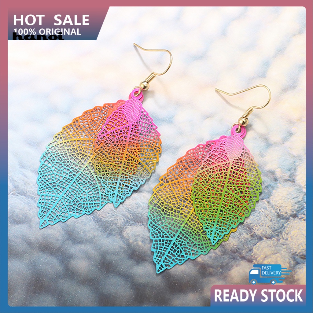 1 Đôi Bông Tai Hình Chiếc Lá Nhiều Màu Thời Trang Dành Cho Nữ