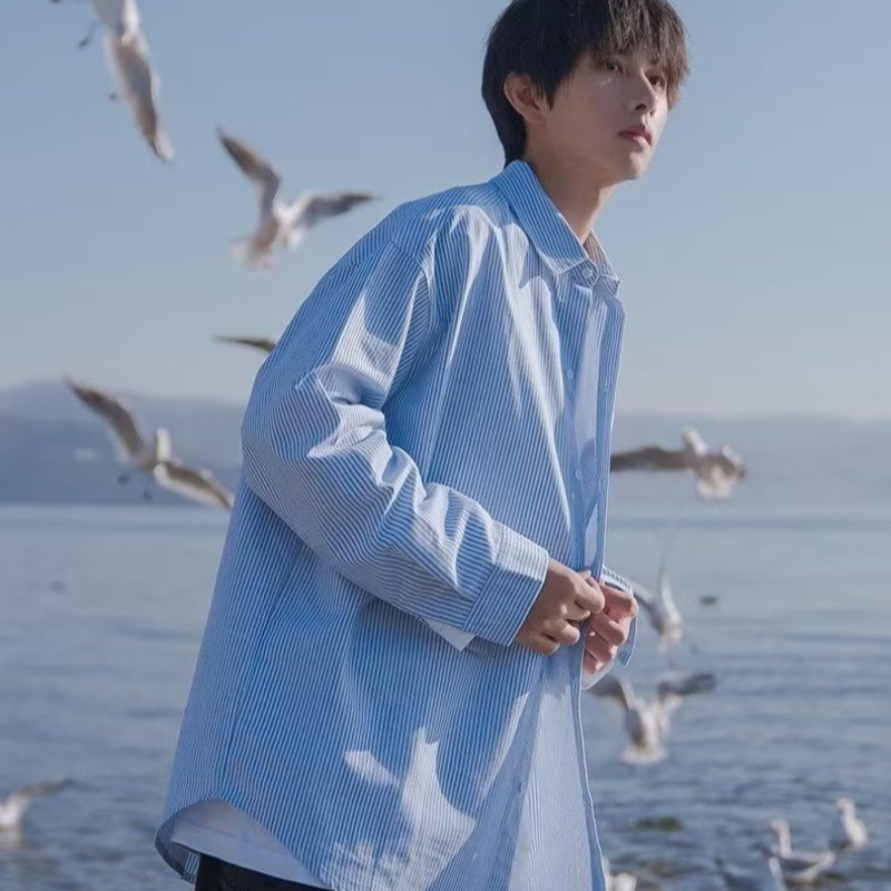 Áo Sơ Mi Nam Dài Tay Sọc Dọc Thời Trang Nhật Bản