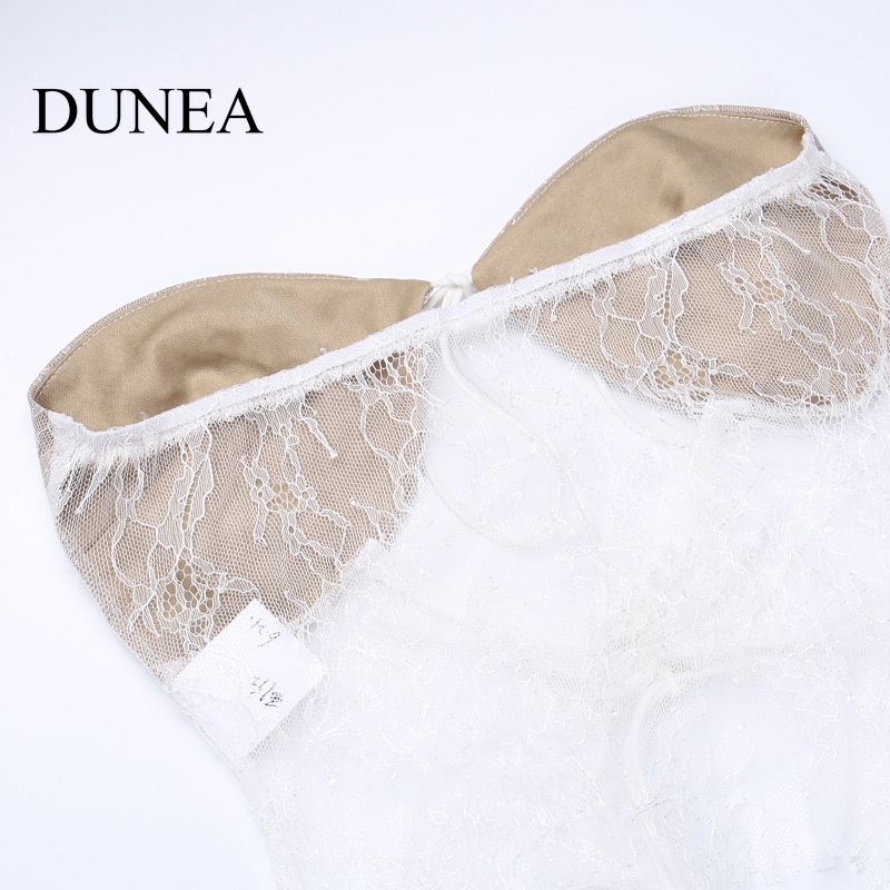 DUNEA Set Áo Váy Rút Dây Hai Lớp Phối Ren Thời Trang Mùa Hè Cho Nữ