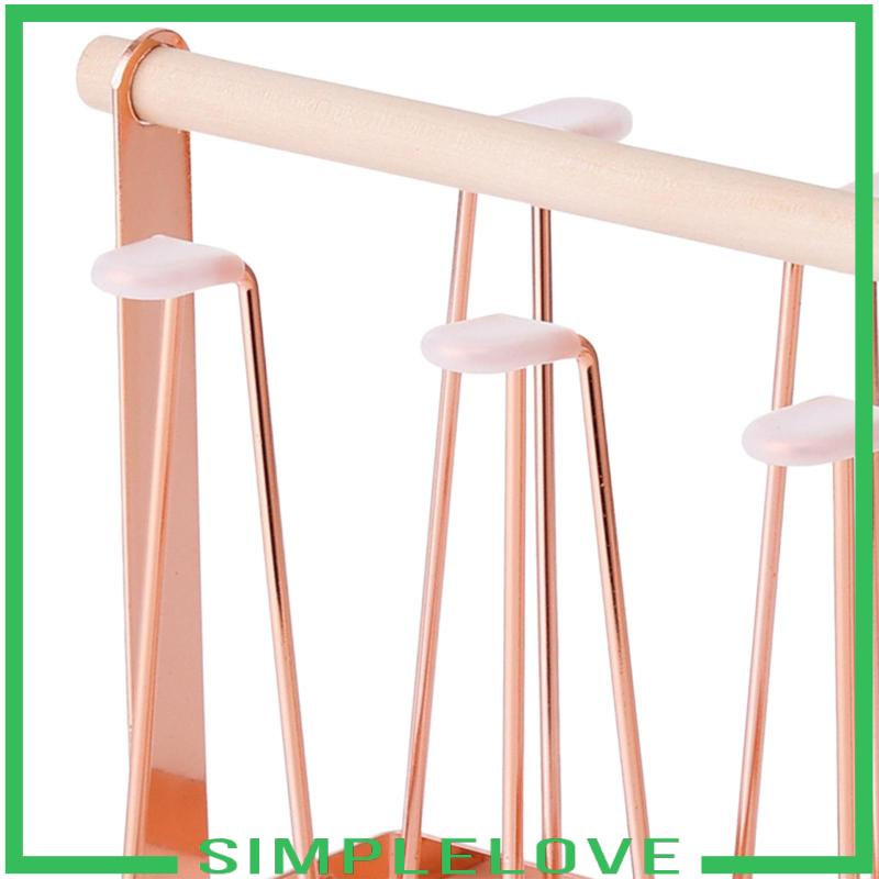 Giá Đỡ 6 Móc Treo Ly Cốc Không Cần Khoan Lỗ Bằng Gỗ