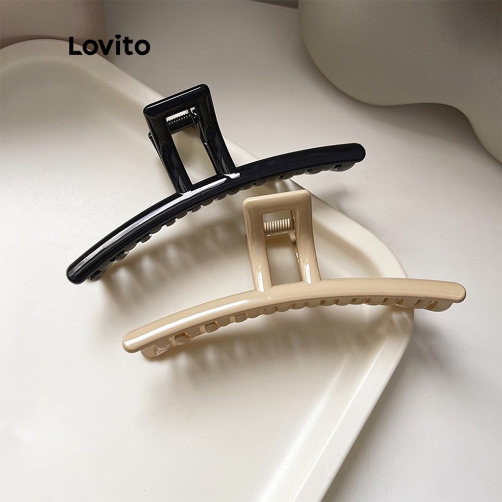 Kẹp tóc Lovito màu trơn đơn giản thường ngày cho nữ LNA14130