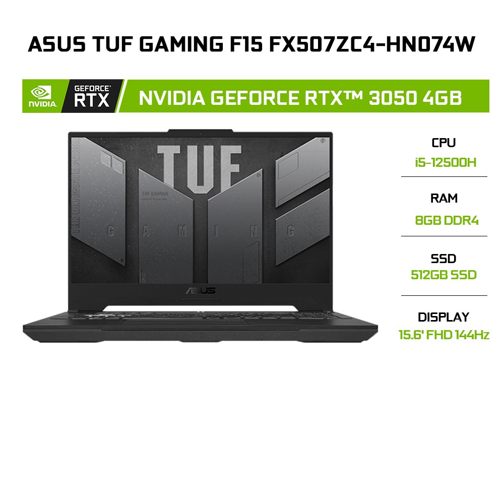 Laptop ASUS TUF Gaming F15 FX507ZC4-HN074W i5-12500H|8GB|512GB|RTX™ 3050 4GB|15.6'