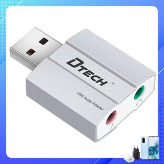 Đầu đổi USB sang 3.5 ra mic và loa dành cho máy tính Dtech DT 6006- Hàng chính hãng