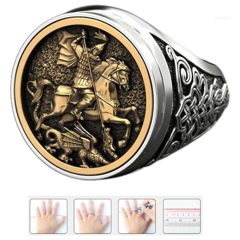 San * phong cách độc đáo đàn ông nhẫn signet làm bằng tay saint george chân dung người lính la mã nhẫn
