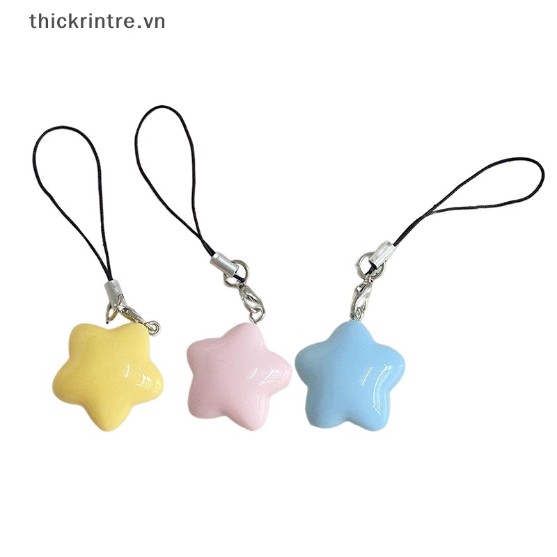 Phụ Kiện Dây Đeo Điện Thoại / Tai Nghe Hình Ngôi Sao Năm Cánh Bằng Nhựa Resin Màu Sắc Đáng Yêu Sáng Tạo Thích