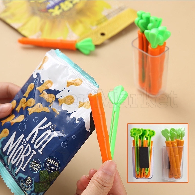 Dụng Cụ Kẹp Miệng Túi Thực Phẩm Chống Ẩm Hình Củ Cà Rốt Có Thể Tái Sử Dụng