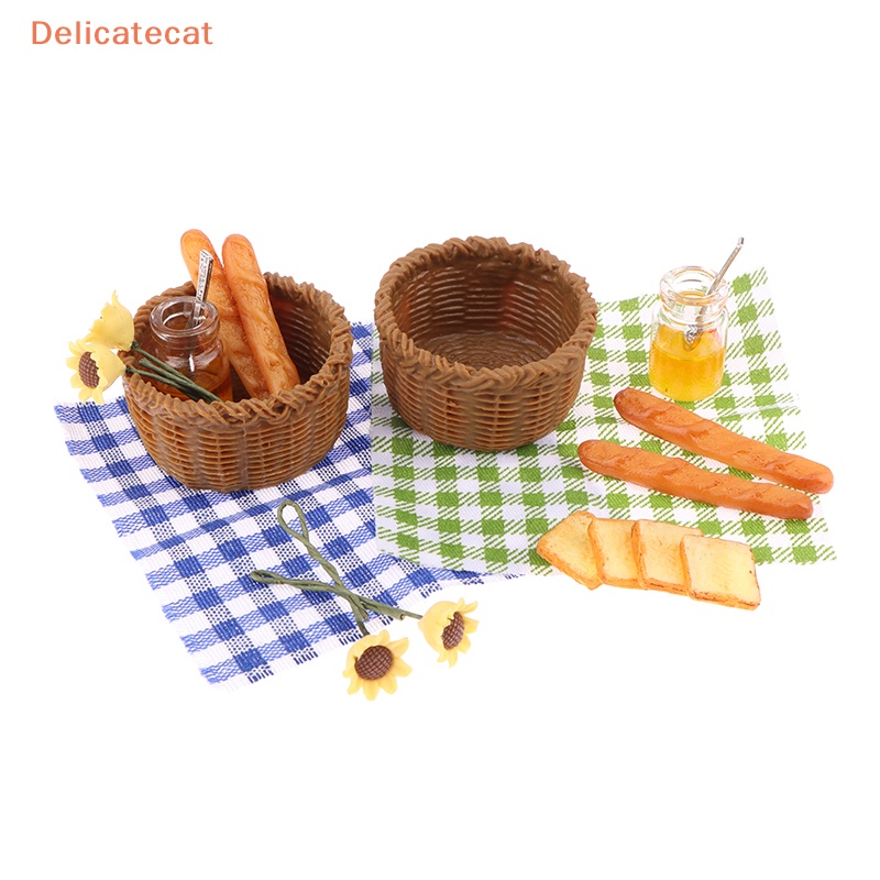 1 Bộ Giỏ Đựng Bánh Mì Bằng Vải 1: 12 Độc Đáo Trang Trí Nhà Búp Bê