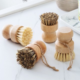  Bàn Chải Vệ Sinh Chén Dĩa Chống Dính Tay Cầm Ngắn Bằng Tre Tự Nhiên