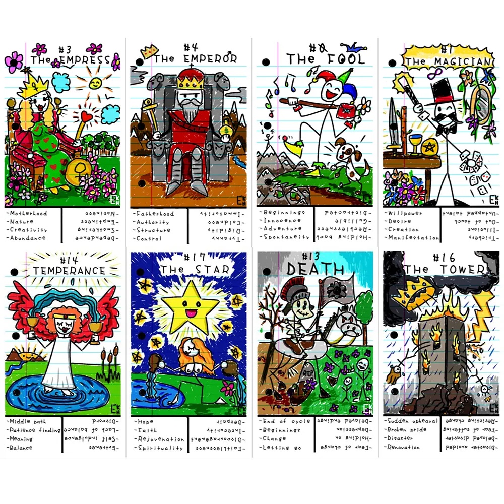 Doodle Tarot cards Deck Fortune Telling Game Divination Tools