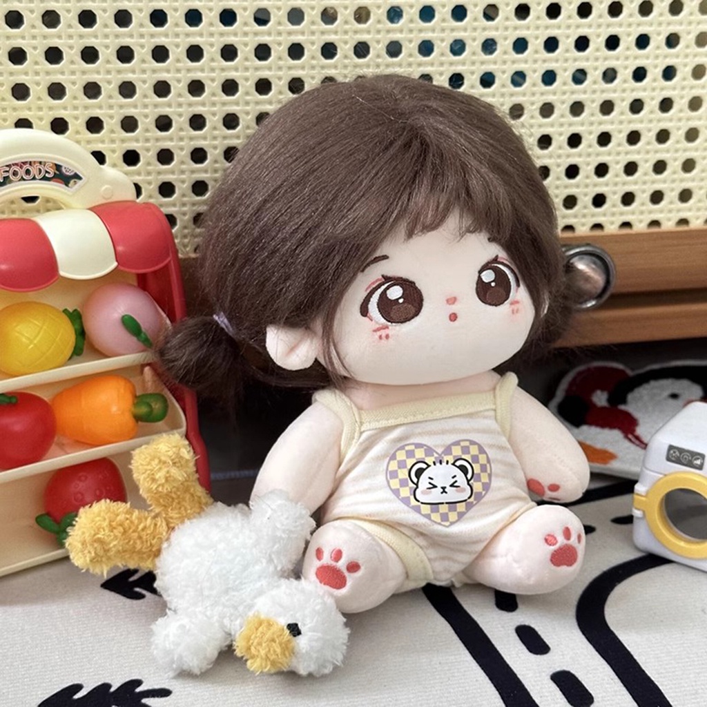 Bộ Quần Áo Dây Bằng Cotton 10cm Họa Tiết Hoạt Hình Màu Hồng Dễ Thương Thay Thế Cho Búp Bê