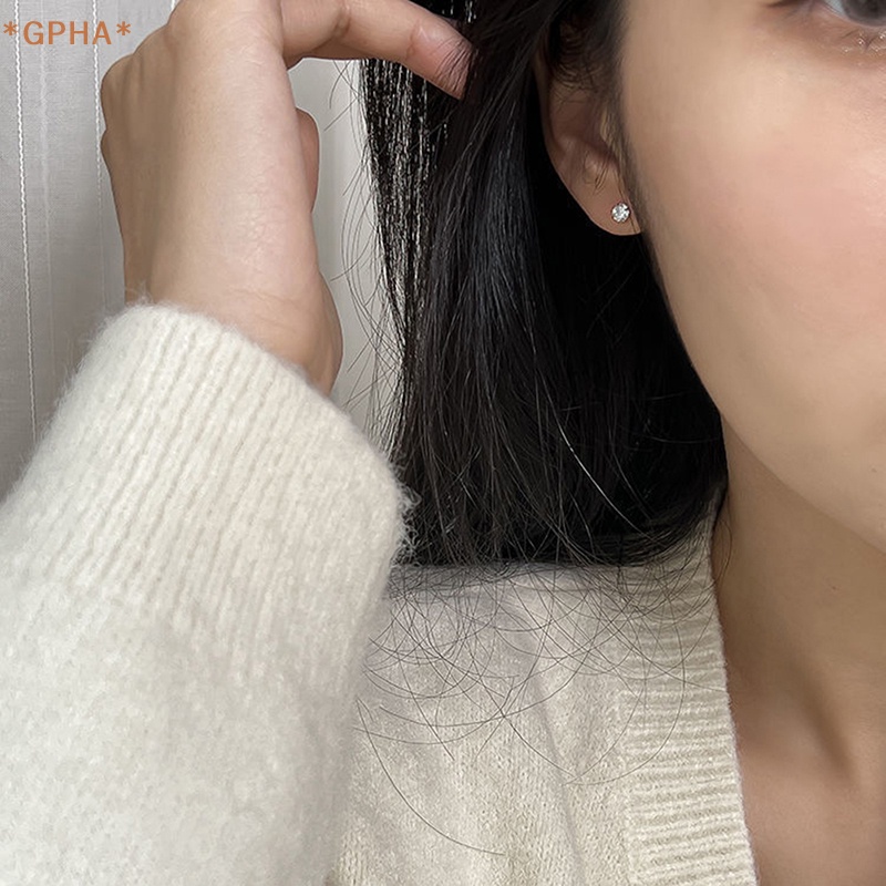 1 Đôi Khuyên Tai 3 / 4 / 5mm Bằng Thép Không Gỉ Đính Đá Zircon Thời Trang Dành Cho Nữ Mới