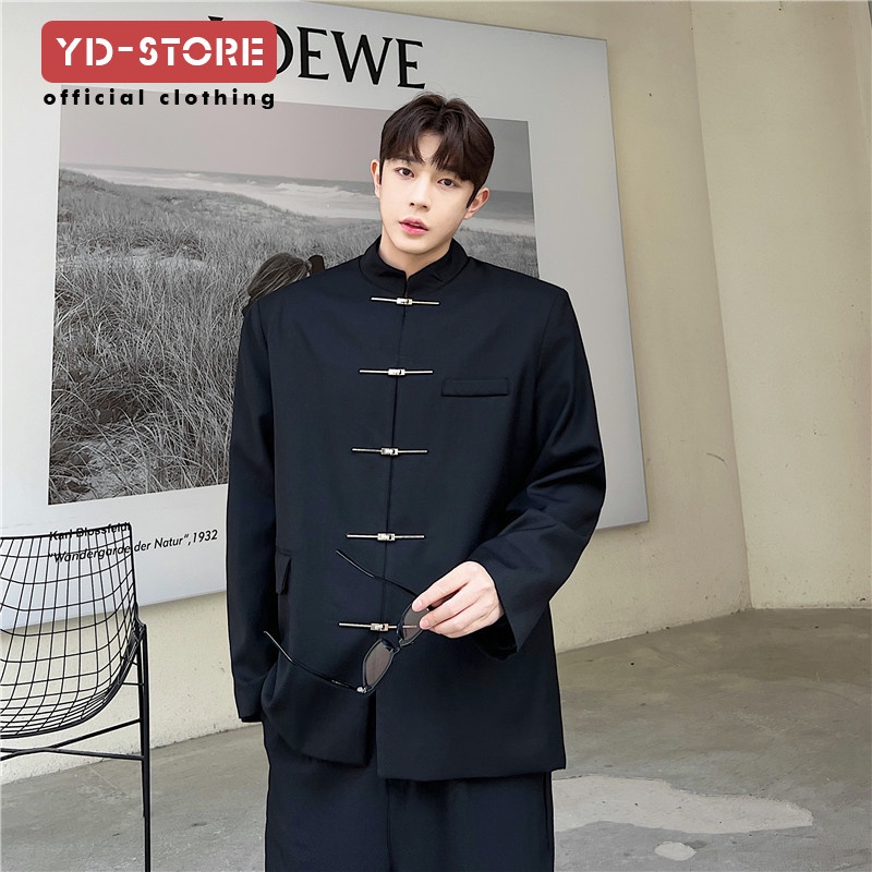 Áo Khoác Vest Cổ Đứng Cài Khóa Kim Loại Kiểu Trung Hoa Thời Trang Mùa Thu Cho Nam
