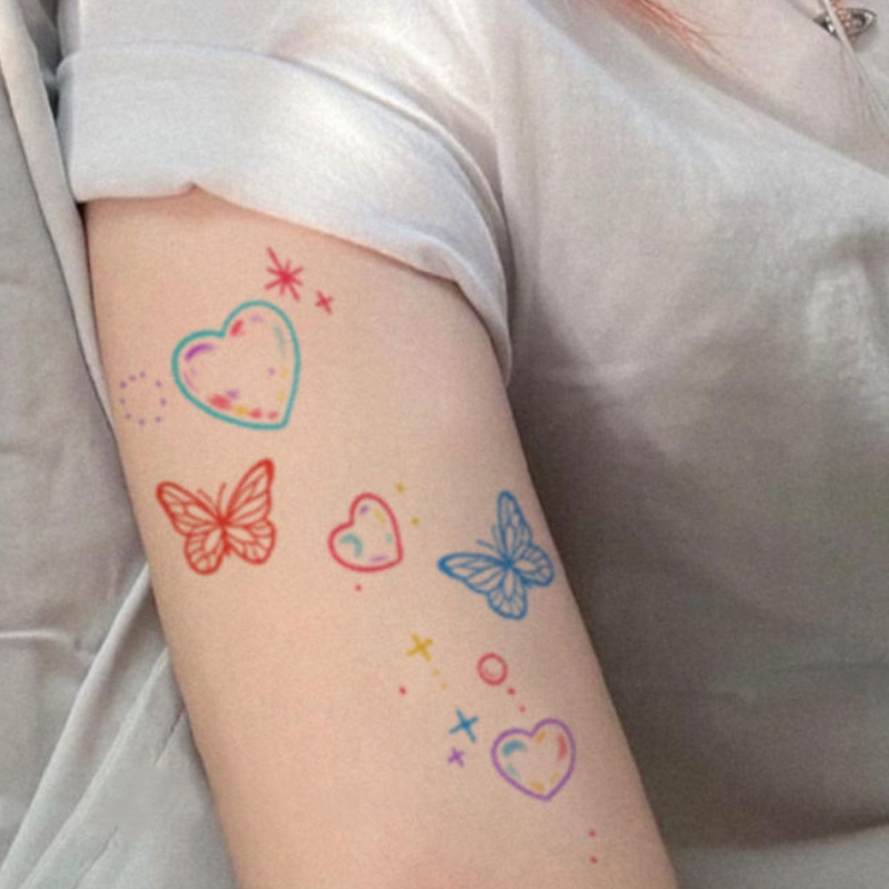 Hình Xăm Dán Tạm Thời Họa Tiết Bướm Nhiều Màu Sắc Chống Nước Lâu Trôi 7 Ngày Cho Nữ