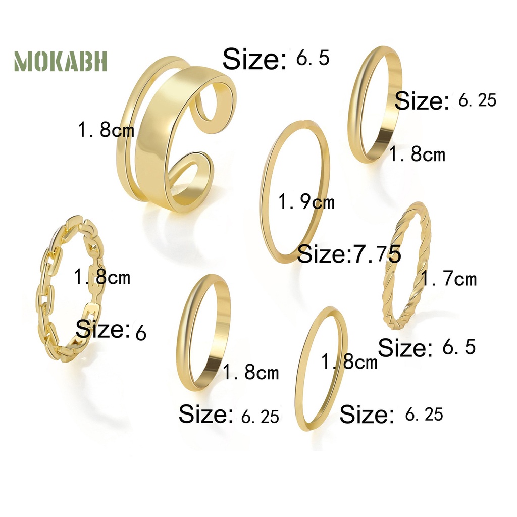 Set 7 Nhẫn Đeo Khớp Ngón Tay Phong Cách Hiphop Cho Nữ