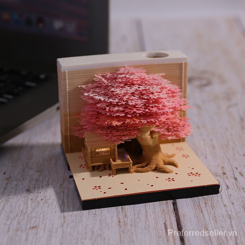Giấy Ghi Chú 3d Hình Ngôi Nhà Cây Ba Chiều Độc Đáo