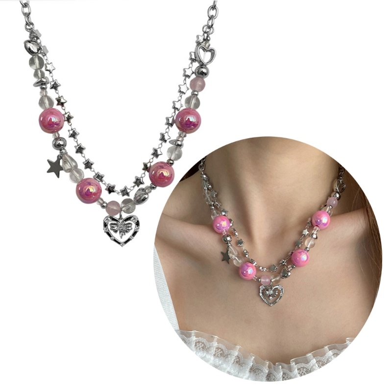 Vòng cổ Nhiều Lớp Mặt Hình Ngôi Sao Bằng Acrylic Màu Sắc Ngọt Ngào