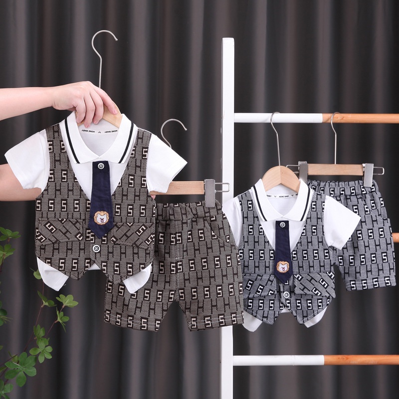 Bộ Áo Vest + Quần Ngắn Thời Trang Lịch Lãm Cho Bé Trai 1-5 Tuổi