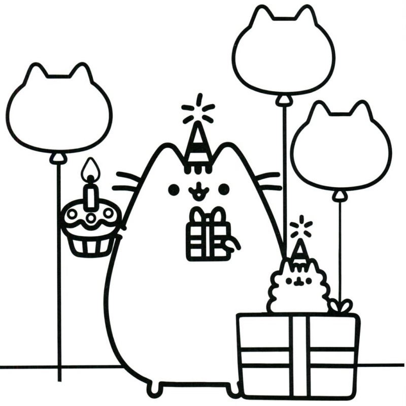 Pusheen Cat - Set 10 Tờ Tranh Tô Màu A4 A5 Dành Cho Màu Sáp, Màu Chì - MANGA ANIME COMIC tô màu