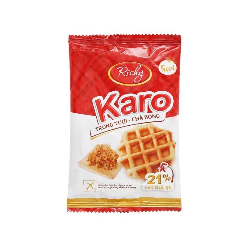 TÚI 6 CHIẾC BÁNH TRỨNG TƯƠI CHÀ BÔNG KARO RICHY 26G/ SET 6 CHIẾC BÁNH KARO