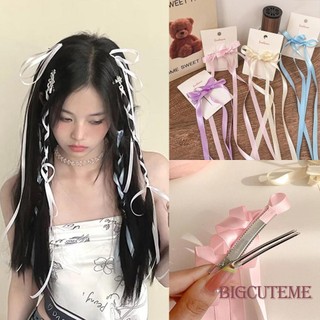 [] -ribbon Tua tóc kẹp nơ nơ ruy băng dài nơ kẹp tóc kẹp bên hông kẹp tóc cho phụ nữ cô gái trẻ em quà tặng kẹp tóc