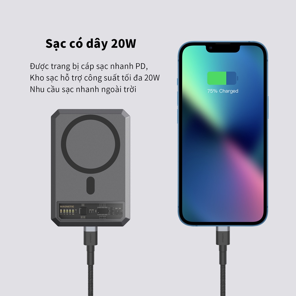 Pin Sạc Dự Phòng 10000mAh Orsen EW54 20W  Magnetic cao cấp cho XR 11 12 13 14