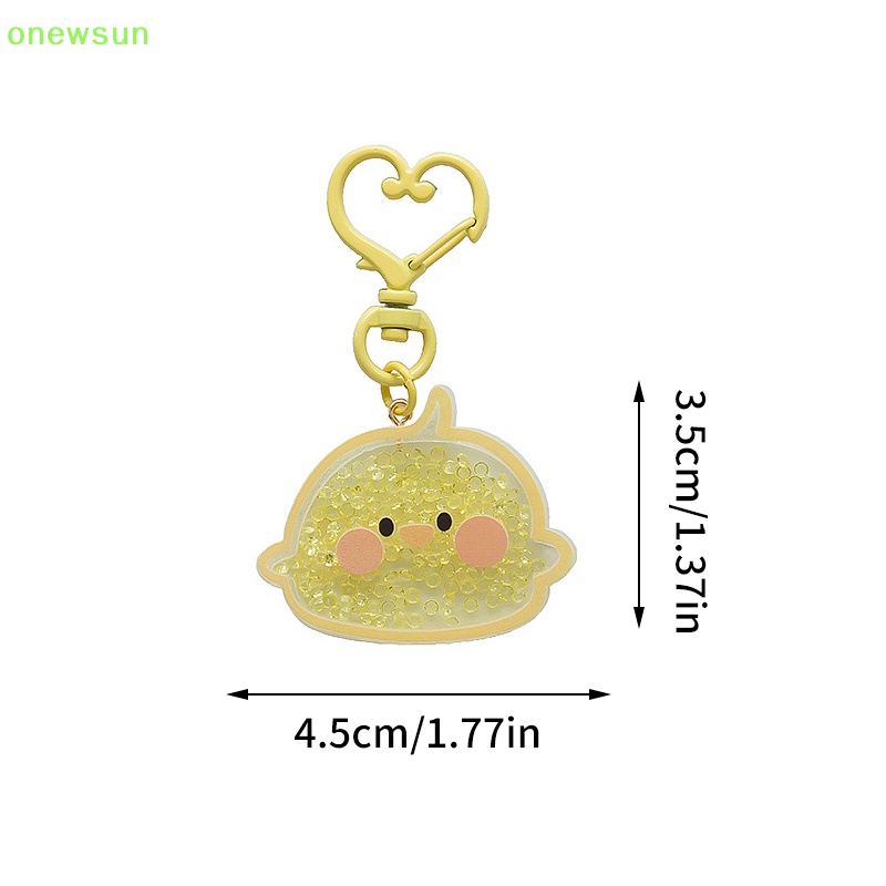 Onewsun phim hoạt hình sáng tạo động vật dễ thương acrylic keychain quicksand mặt dây chuyền chìa khóa thời trang kawaii phụ kiện chìa khóa xe hơi túi ch trang trí mới