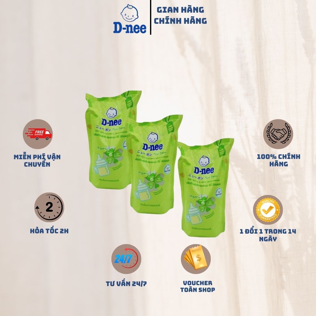 ComBo 3 Túi Nước xúc bình sữa Dnee, Nước rửa bình nước Dnee dạng túi (bịch) 550ml- An toàn cho bé yêu