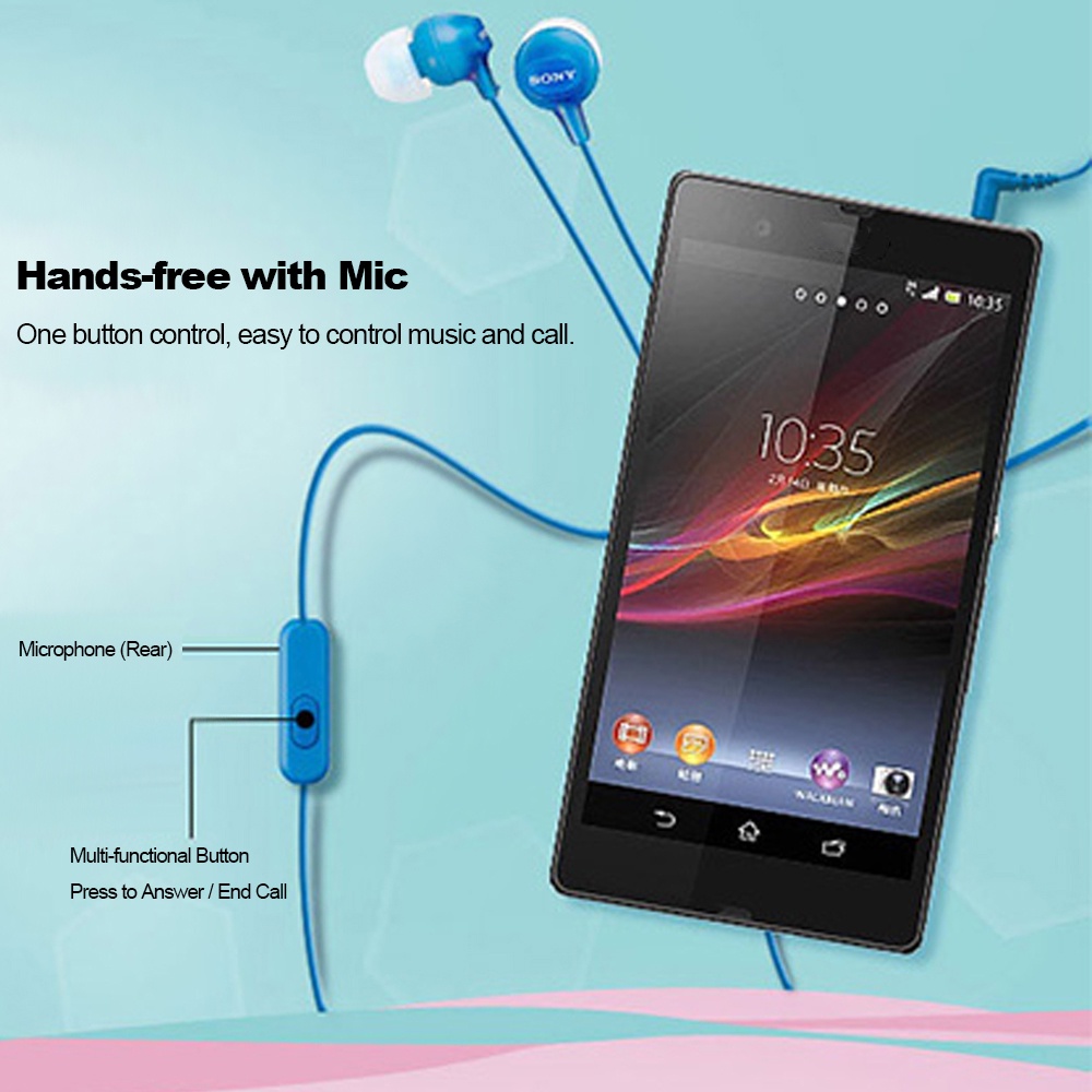 Tai nghe có dây sony mdr-ex15ap tai nghe thể thao stereo