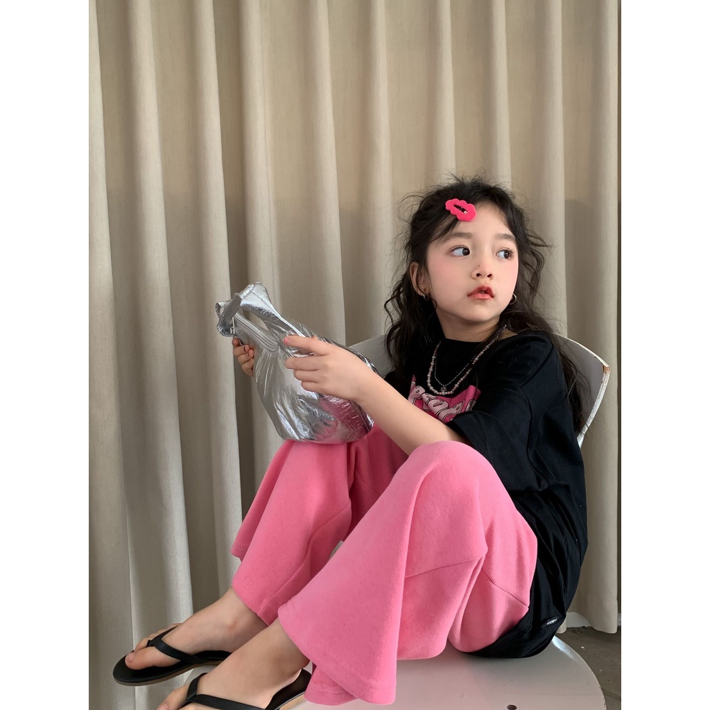 Quần nỉ dài bé gái ống suông QG369 sz 110-160, quần dài thắt dây cho trẻ em thời trang Hàn Quốc