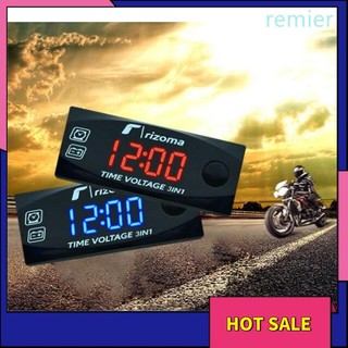 Re 3-in-1 đa năng digital voltmeter thời gian hiển thị đa chức năng nhiệt độ điện áp đồng hồ thông minh cho xe máy