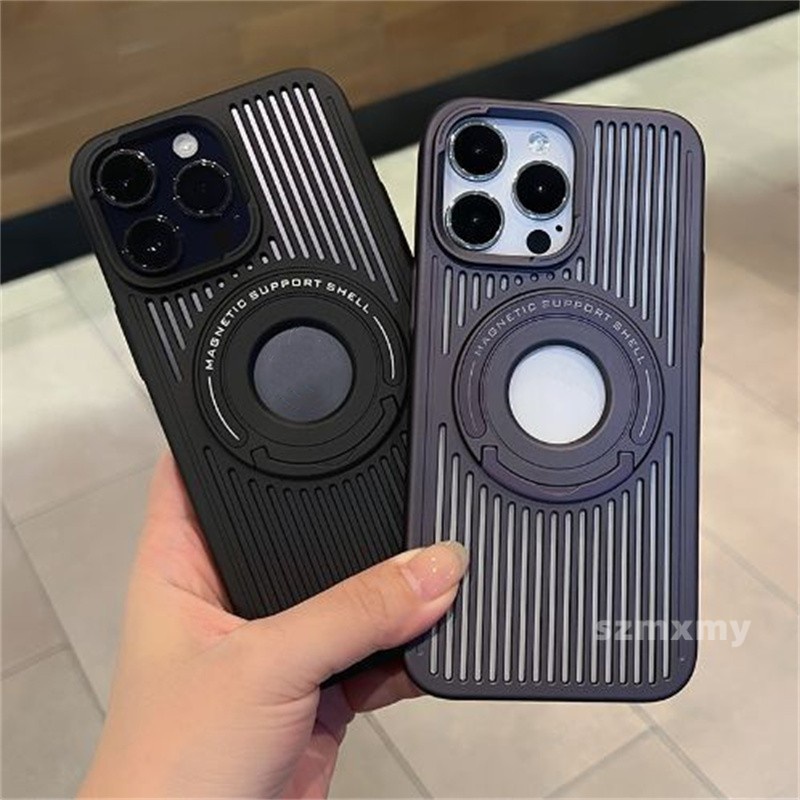 Tản nhiệt vòng từ tính tích hợp chân đế vỏ điện thoại iphone 15 13 12 pro max 15plus rỗng thoáng khí chống rơi bảo vệ vỏ cứng