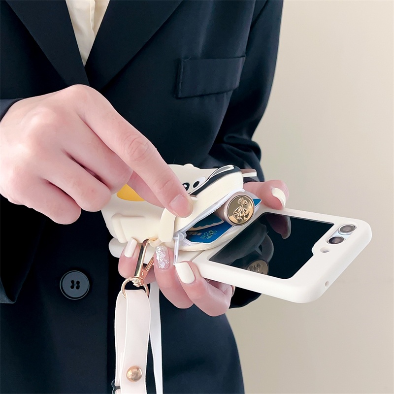 Ốp lưng samsung galaxy z flip 3 flip4 cubic lackey coin purse satchel z flip 5 case gấp ngăn ngừa rơi