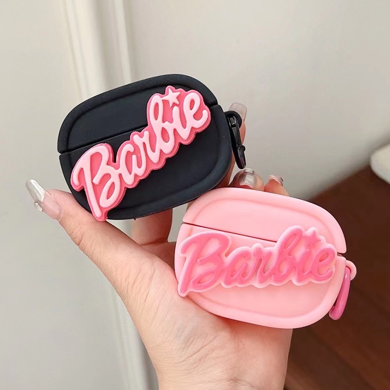 Barbie letter rose red pink black silicone oval barbie letter có thể xoay tương thích cho airpods pro airpods pro2 airpods tai nghe bluetooth không dây thế hệ 3/2/1 vỏ mềm