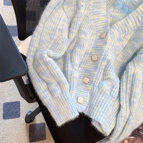 Áo Khoác Cardigan Dệt Kim Tay Dài Màu Sắc Xinh Xắn Cho Nữ