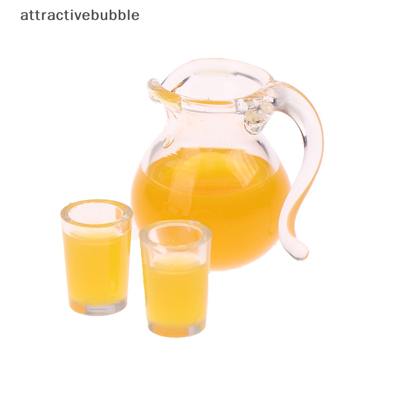 Atvn 3 cái / bộ 1:12 dollhouse miniature drink cup orange juice jug model kitchen decor martijn