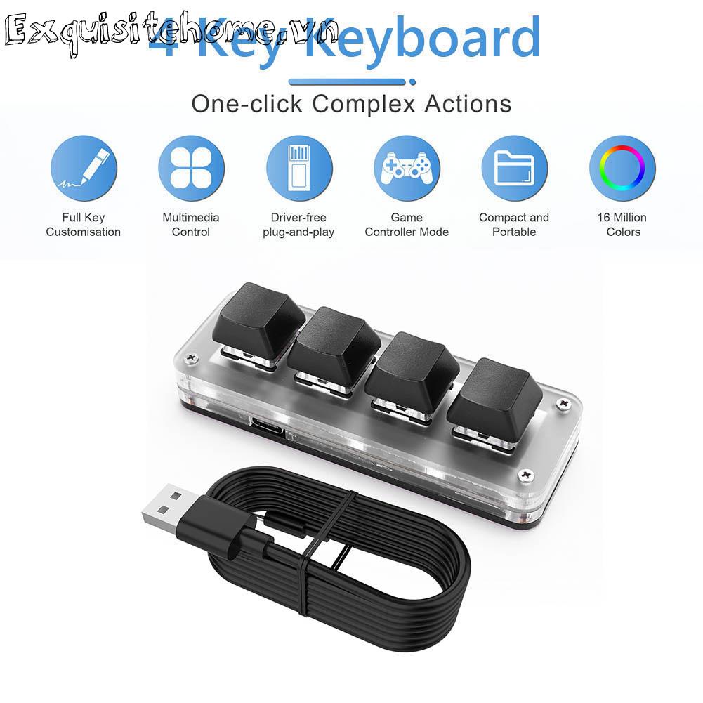 Rgb macro 3 key / 4 phím có thể lập trình bàn phím chơi game cơ one-handed