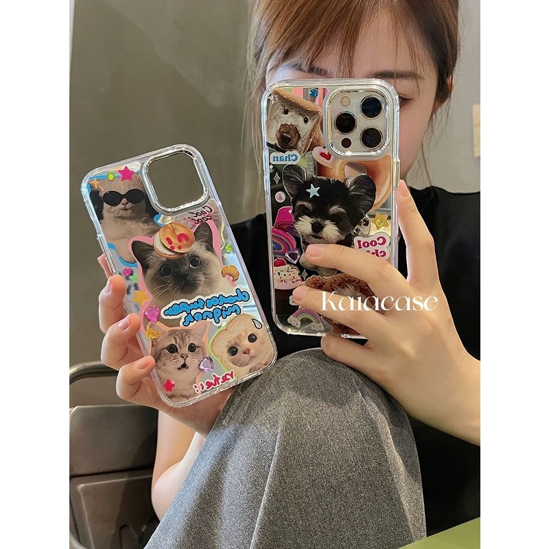 Cô gái phim hoạt hình con chó mèo gương apple 14promax vỏ điện thoại iphone13 người nổi tiếng trên internet mới / 11 14pro dành cho phụ nữ 13pro drop-resistant 14 vỏ bảo vệ cho điện thoại di động