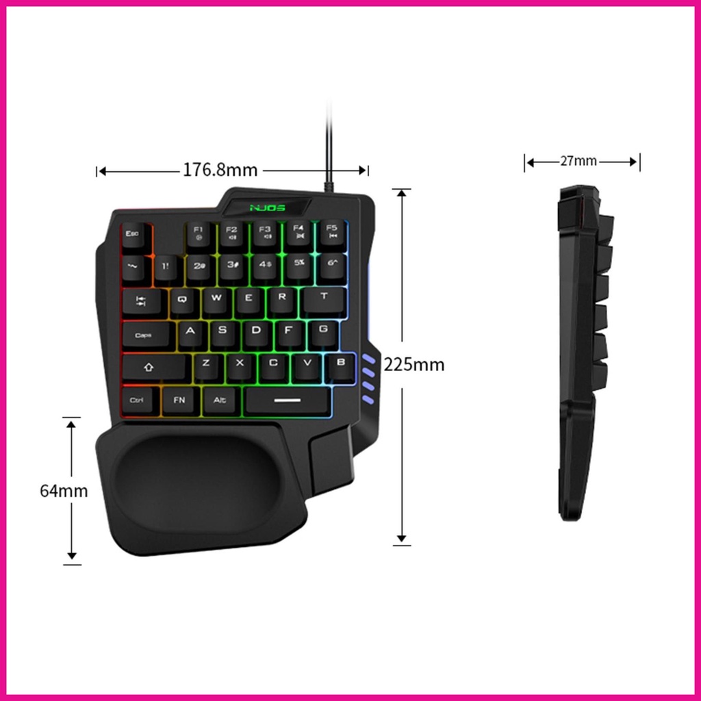 Bàn phím chơi game một tay bàn phím chơi game mini bàn phím nửa bàn phím chơi game rgb với 35 phím fotvn di động